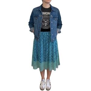 LuLaRoe midi skirt two-layered sheer Aqua floral lace blue skirt Easter Spring